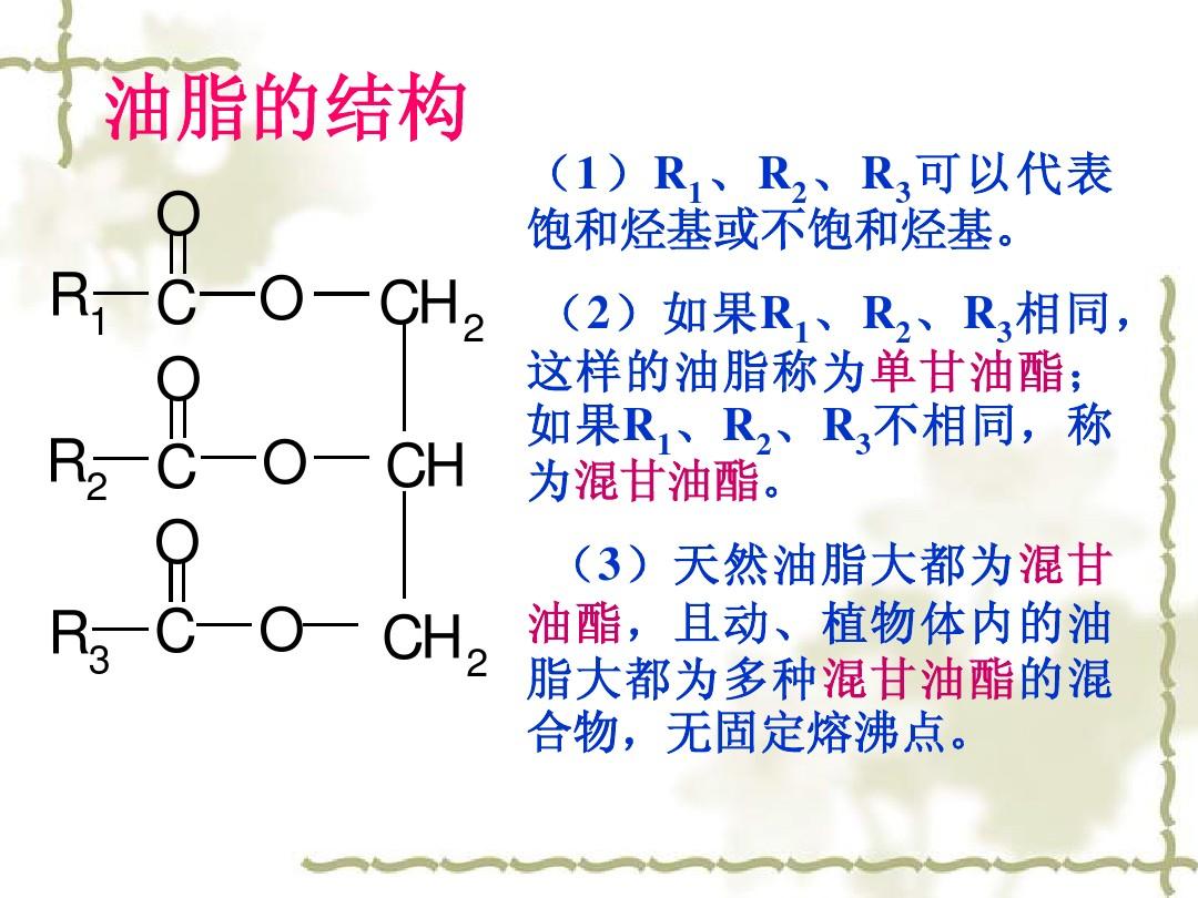 高一化學《化學與生活 重要的體內能源——油脂》